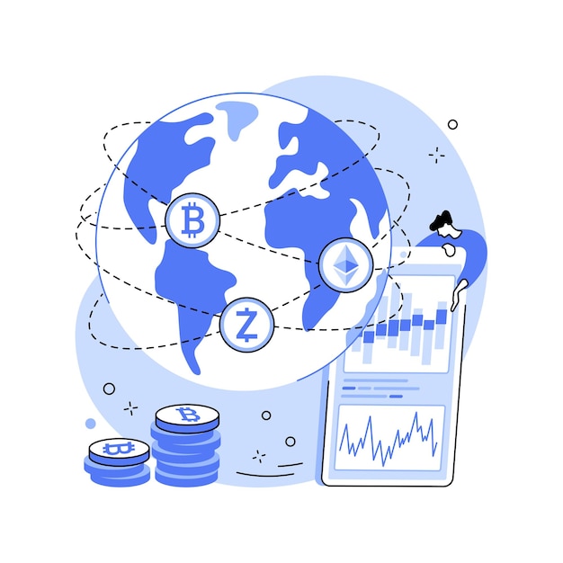 Cryptocurrency coin isolated cartoon vector illustrations