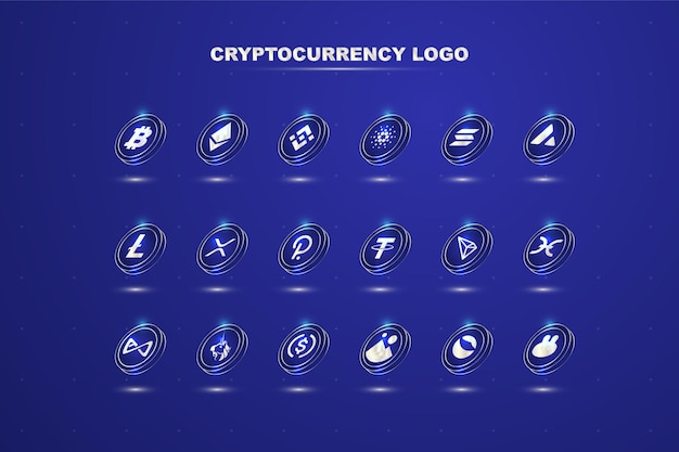 Vector cryptocurrency coins logo collection