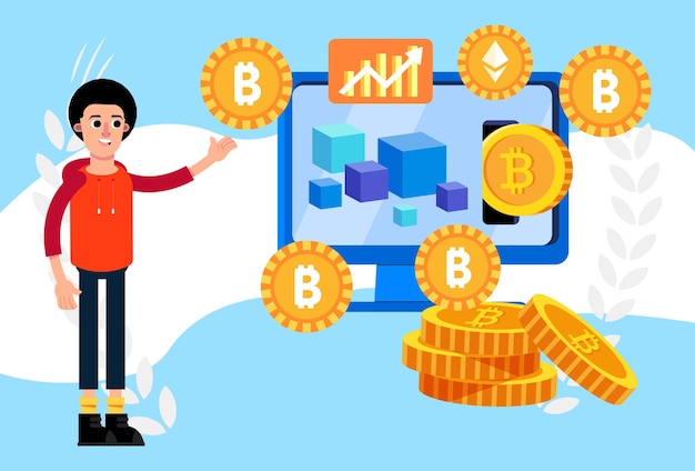 cryptocurrency concept illustration stylish and beautiful