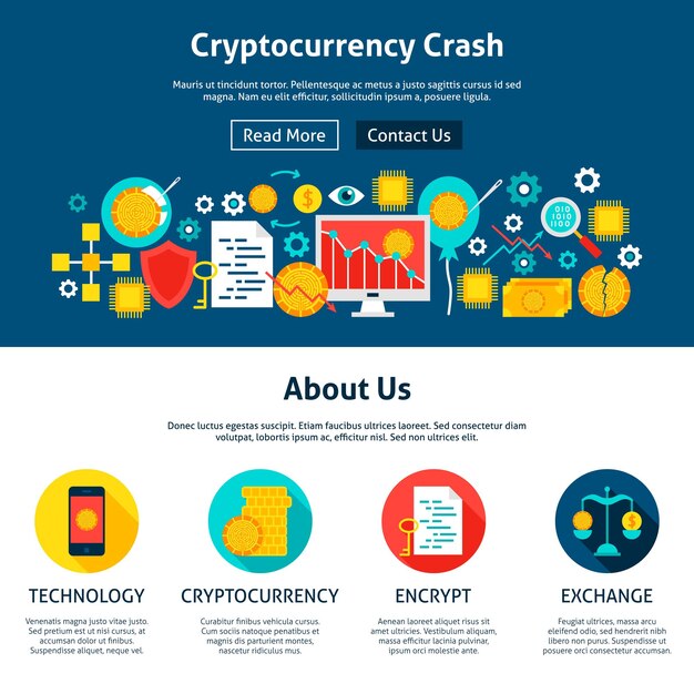 Progettazione di siti web di crash di criptovaluta. illustrazione vettoriale di stile piatto per banner web e pagina di destinazione.