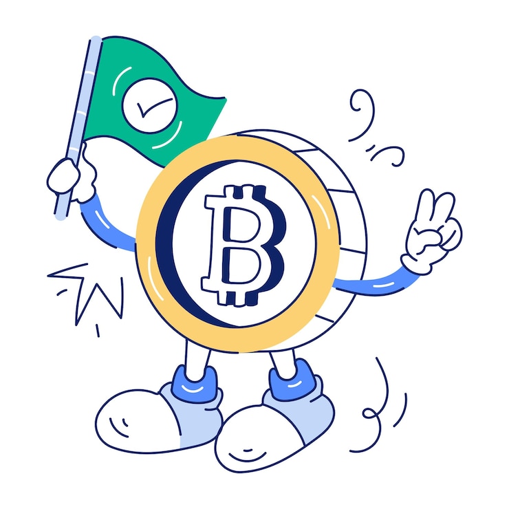 Вектор мини-иллюстрация криптовалюты doodle