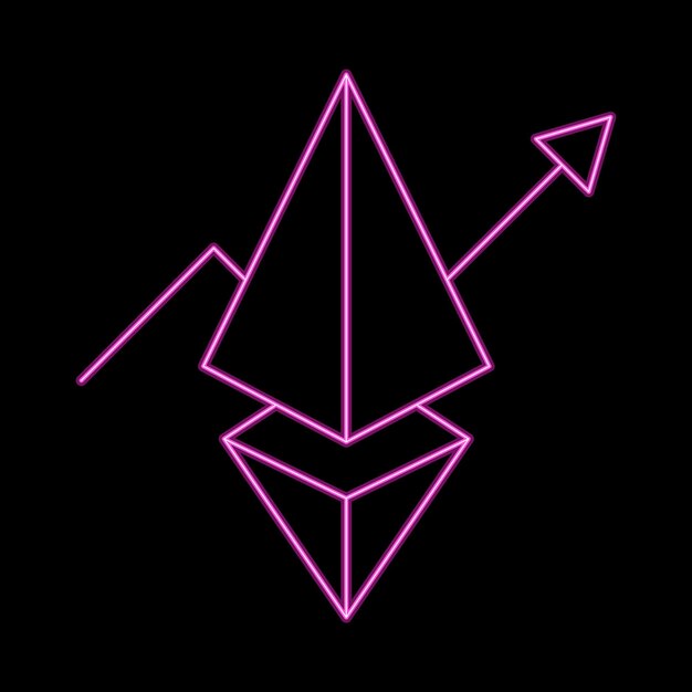 Cryptocurrency Ethereum groeiend neon vectorsymbool voor websites en mobiele apps