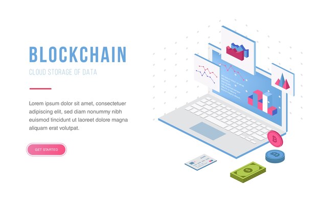 Cryptocurrency exchange en blockchain isometrisch