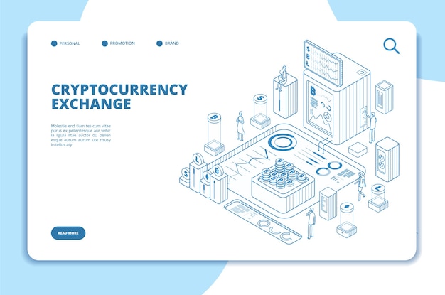 Cryptocurrency exchange isometrisch concept