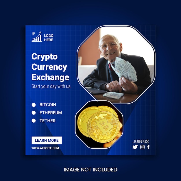 cryptocurrency exchange 소셜 미디어 게시물 및 Instagram 스토리 템플릿 디자인 프리미엄 벡터