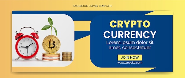 벡터 cryptocurrency facebook 표지 디자인 템플릿 프리미엄 벡터