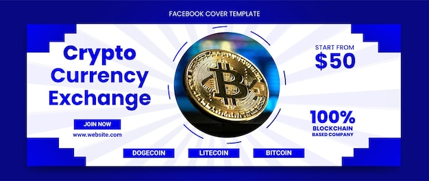 ベクトル 暗号通貨facebookカバーデザインテンプレートプレミアムベクトル