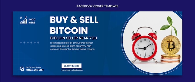 Vettore modello di copertina della pagina facebook di criptovaluta e banner di social media