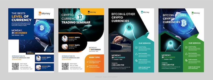 Vector cryptocurrency flyer design template