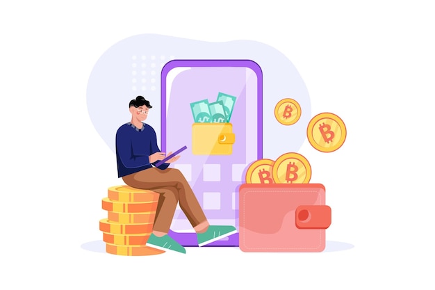 Cryptocurrency illustration concept flat illustration isolated on white background