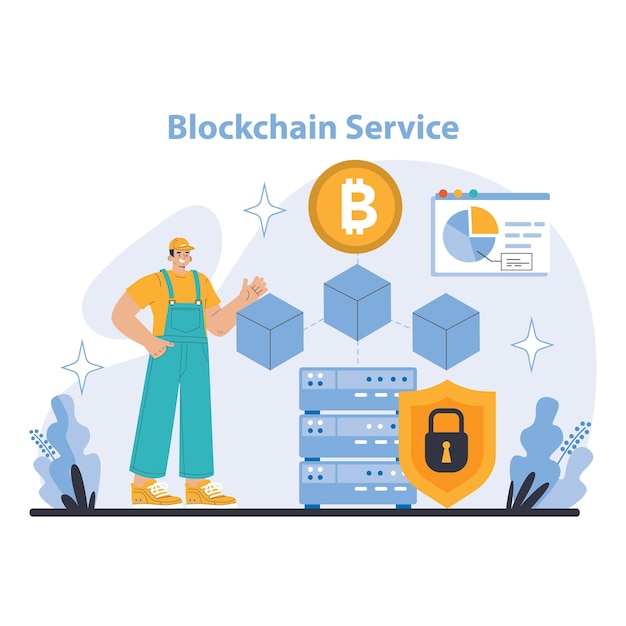 Cryptocurrency-infrastructuurconcept beveiligde blockchain-diensten met gedecentraliseerd gegevensbeheer