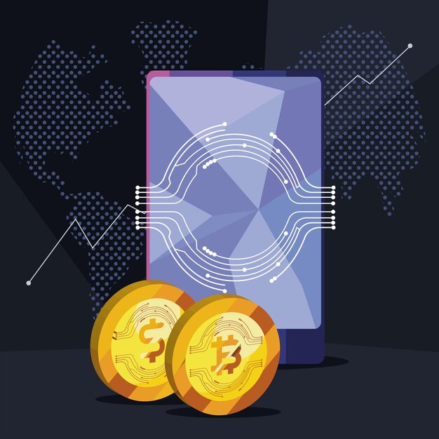 Vector cryptocurrency items poster