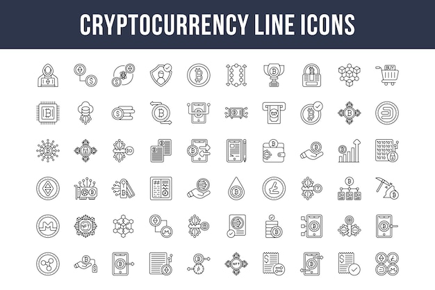 Cryptocurrency Line Icons