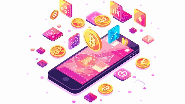 Vector cryptocurrency market exchange bitcoin and ether trading concept