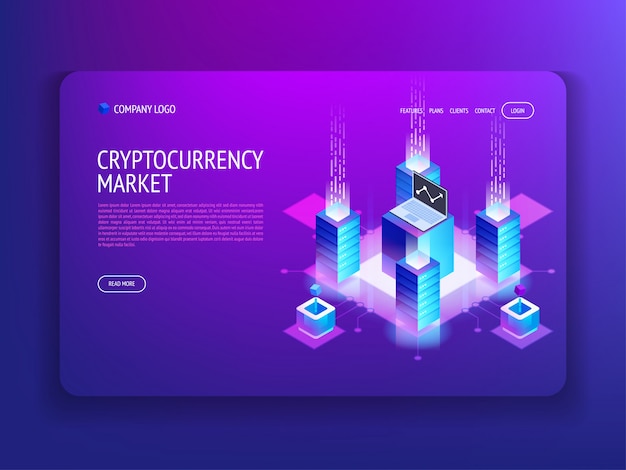 Vector cryptocurrency market landing page