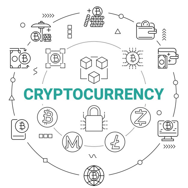 Cryptocurrency met Blockchain-netwerktechnologie Achtergrond Concept van digitaal geld