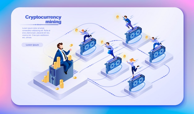 Cryptocurrency mining. vector illustratie.