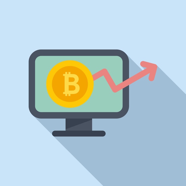 暗号通貨モニター アイコン フラット ベクトル デジタル金融投資マーケティング