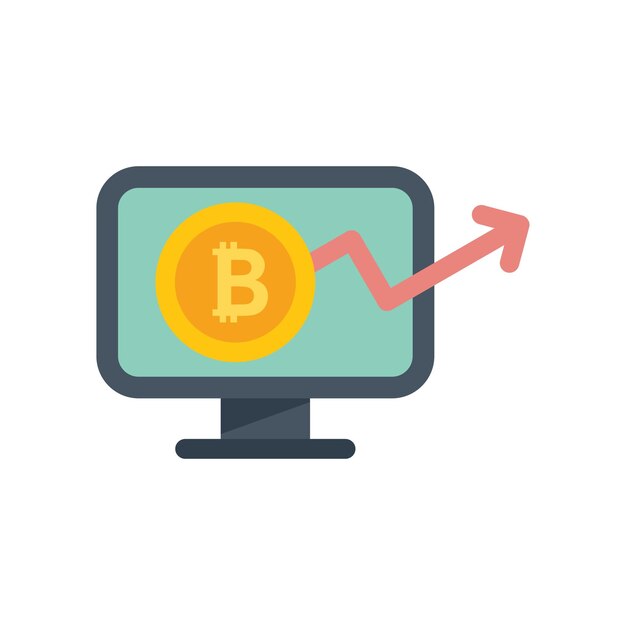 Cryptocurrency monitor pictogram platte vector Digitale financiën Investeringsmarketing geïsoleerd