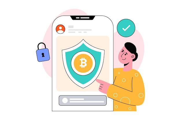 Cryptocurrency security  Flat Style Design Vector illustration. Stock illustration