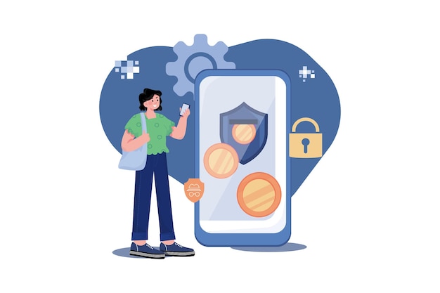 Cryptocurrency Security Illustration concept on white background