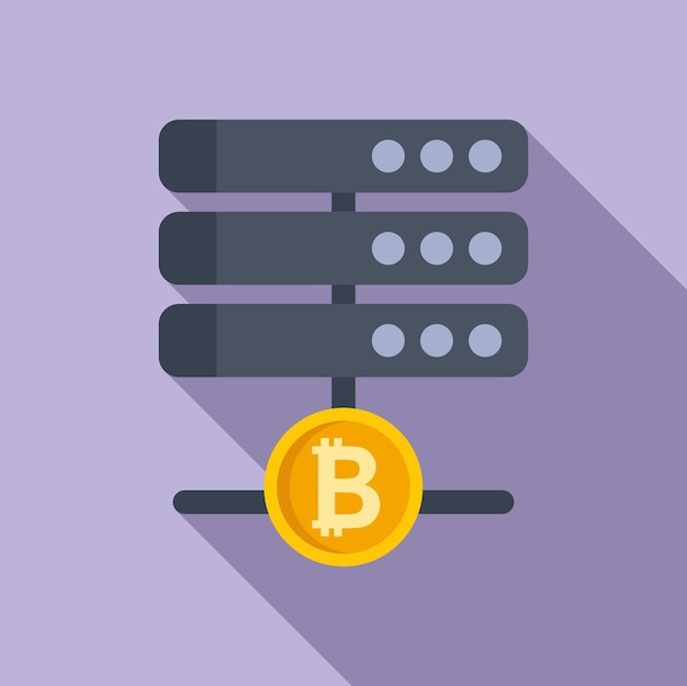 Cryptocurrency server icon flat vector Crypto money Bitcoin digital