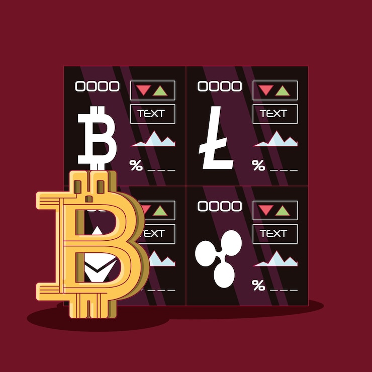 Vector cryptocurrency stock market and bitcoin symbol 
