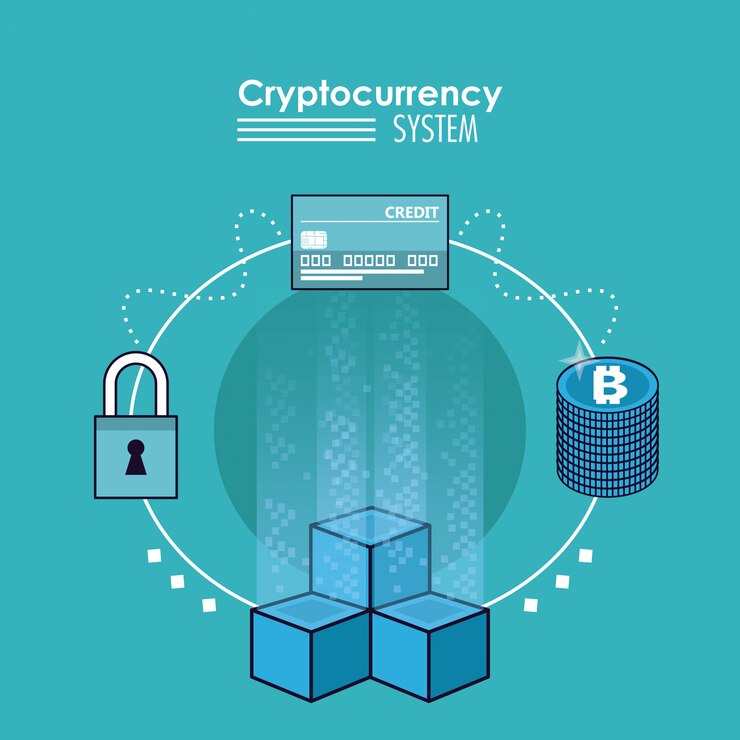 Vector cryptocurrency system banner 