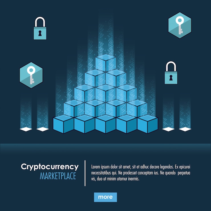 Vector cryptocurrency system and market place banner