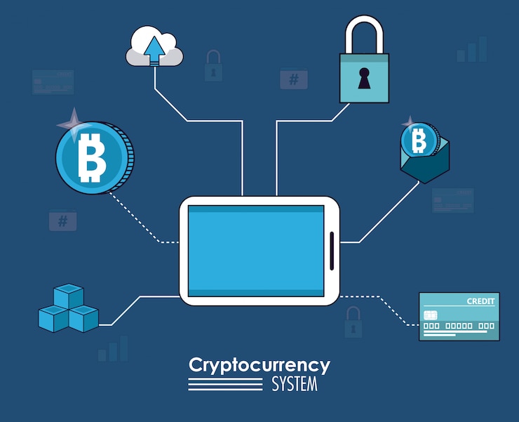Vector cryptocurrency system and market place banner