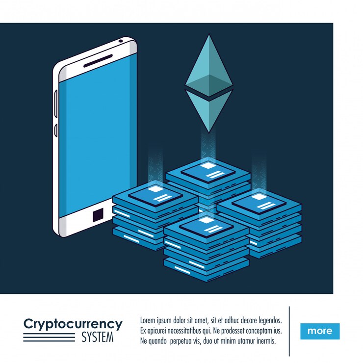 Vector cryptocurrency system and market place banner 