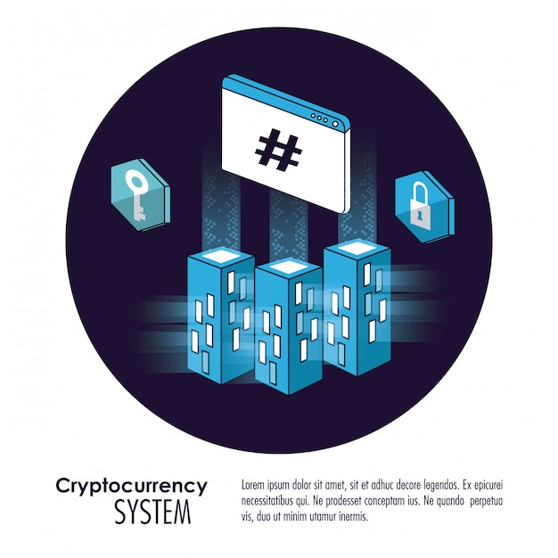 Vettore sistema di criptovaluta e banner di mercato