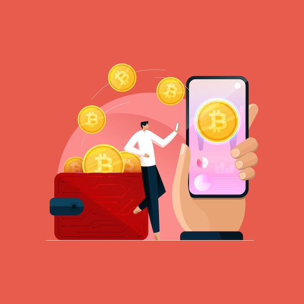 Cryptocurrency Wallet app, Bitcoin Money Market with Blockchain Technology, Digital Currency Trading