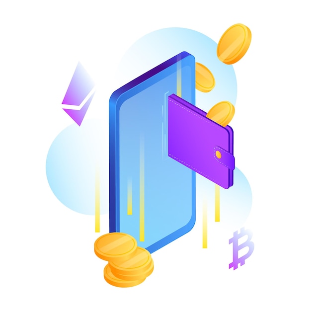 Cryptocurrency wallet Illustration Online Money Vector illustration