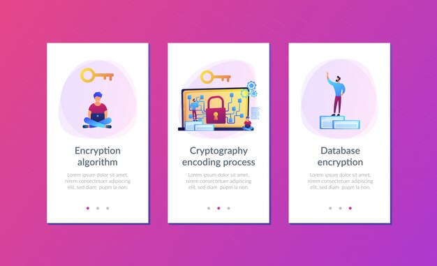 Cryptografie en codering app-interfacemalplaatje.