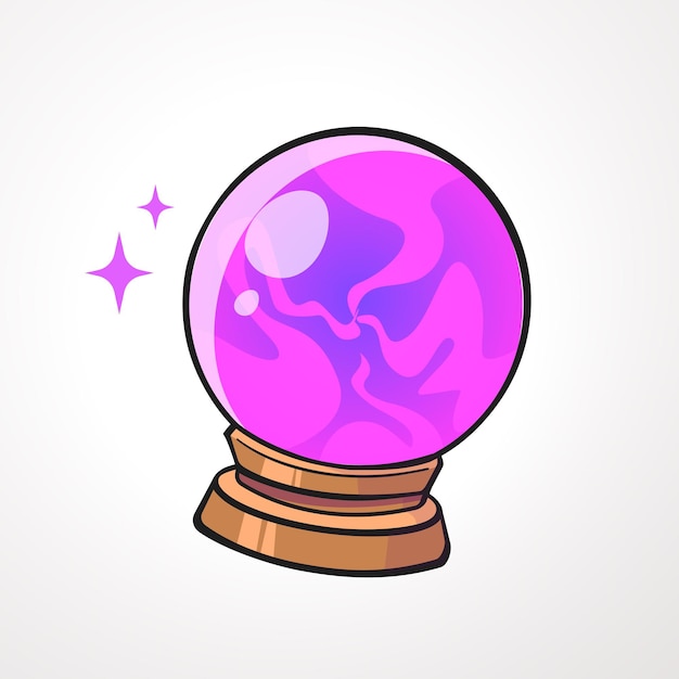 Vector crystal ball pink cartoon