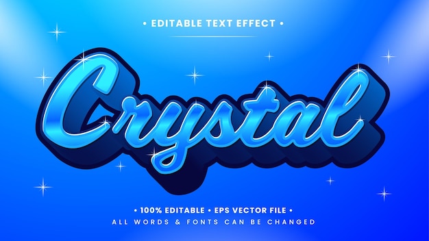 Crystal Blue 3d Text Style Effect. Editable illustrator text style.