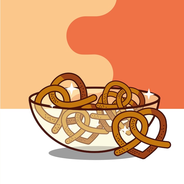 crystal bowl with pretzels bakery product 