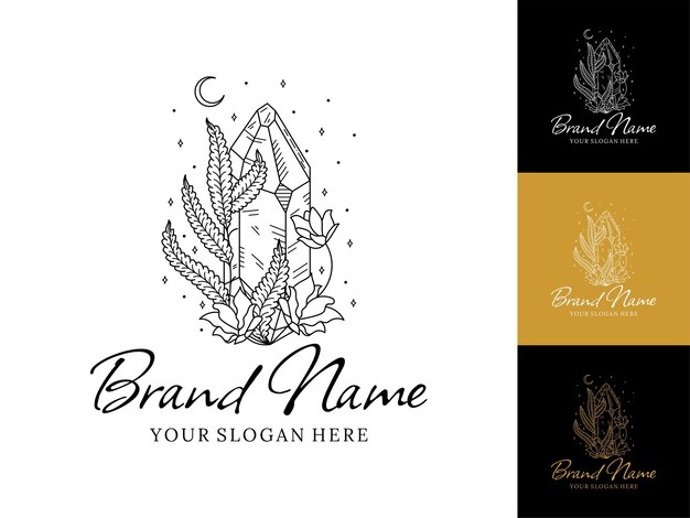 Crystal and Flower Logo Design