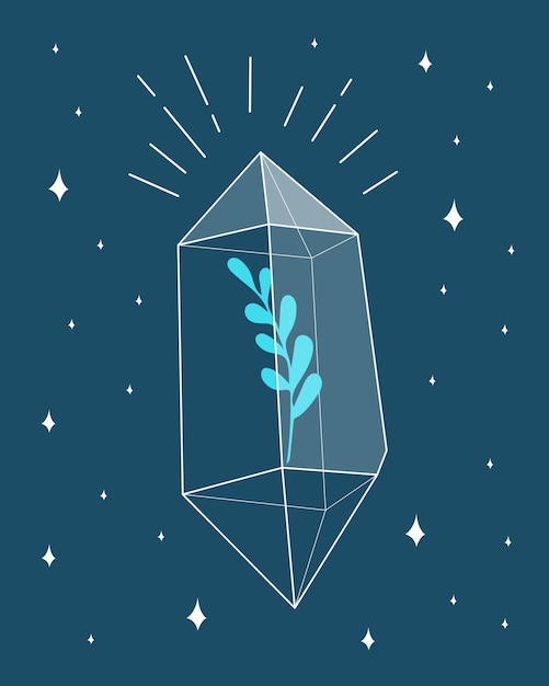 Crystal gem outline icon Magic crystal concept Modern vector illustration Transparent line art