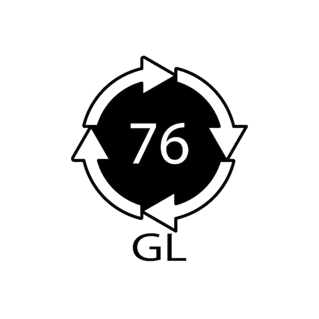 Crystal Glass recycling code 76 GL Vector illustration