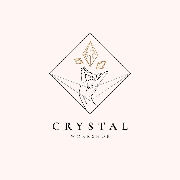 Crystal and hand magic logo