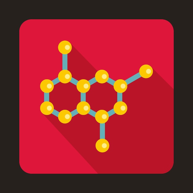 Crystal lattice icon in flat style on a crimson background