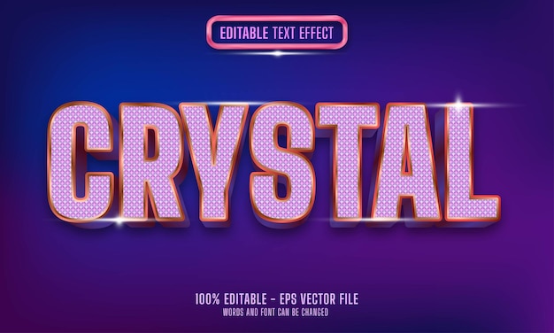 Vector crystal luxury diamond purple editable text effect style template