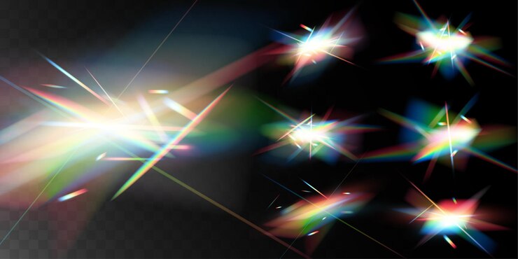 Эффект отражения кристаллического радужного света Цветные прозрачные iridescent линзы