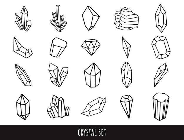 Crystal set doodle line art