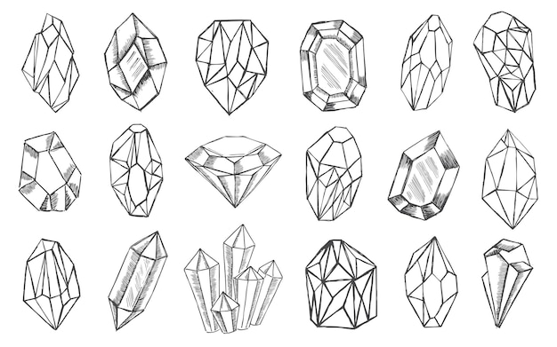 Crystal set Hand drawn illu