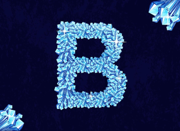 Vector crystal shining diamonds alphabet b