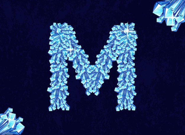 Crystal shining diamonds alphabet m