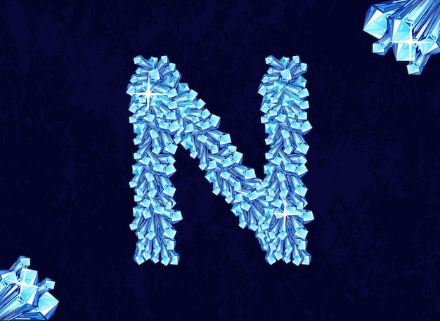 Vector crystal shining diamonds alphabet n